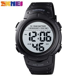 SKMEI 1560 Men 2 Time 10 Year Battery Alarm Clock reloj hombre Sport Fitness Watches Mens Digital 100M Waterproof Wrist Watch