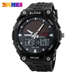 Sport Watch Men Clock Male Digital Wrist Watches Solar Power 12/24 Hour Water Resistant Men's Watch relogio masculino SKMEI 2019