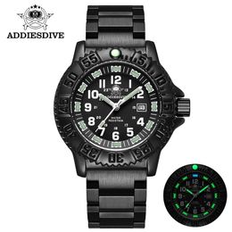 Addies Men's Military Watch Luminous Tube NATO Nylon Watch 50M Water proof Watch Stainless steel Sports Watch Men's Quartz Watch