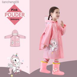 Cute Raincoats For Children 4 Fashion Unicorn Pattern Printed Rainwear Eco-friendly Odourless Kids RainCoat Boys Girls Raincoat L230620