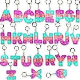 26 Letters & Numbers Sensory Fidget Pop Bubble Poppers Key Ring Alphabet Shape Push Bubbles Popper Board Keychain Finger Puzzle Ch277m