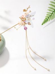 Hair Clips Chinese Style Hanfu Butterfly Flower Metal Hairpin Retro Long Tassel Forks Ladies Fashion Gourd Pendant Accessories