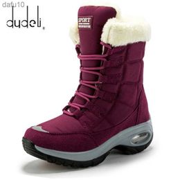 Women Boots Winter Keep Warm Quality Mid-Calf Snow Boots Ladies Lace-up Comfortable Waterproof Booties Chaussures Femme L230704