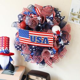 Decorative Flowers Independence Day Wreath Door Hung With American National Style Home Decoration Berry Vine Large Christmas Outdoor