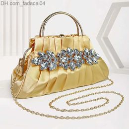 Evening Bags TOPHIGH Luxury Women's Bag Metal Wire Imitation Synthetic diamond Formal Wedding Handbag Celebrity Party Folding Dinner Handbag Bolsa Z230713