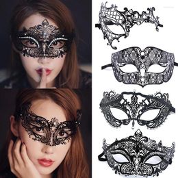 Party Supplies Black Diamond-Encrusted Mask Ultra-Thin Hollow Lace Masquerade Eye Adult Princess Half Face Halloween Prom Props