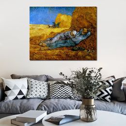 Handmade Artwork Canvas Paintings by Vincent Van Gogh Rest Work After Millet 1890 Modern Art Kitchen Room Decor