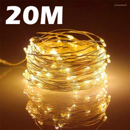 Strings USB Led Fairy Lights Copper Wire String 20M 200LED Holiday Outdoor Lamp Garland For Christmas Tree Wedding Party Decoration