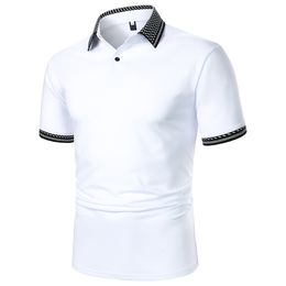 Men's Polos Men Polo Shirt Short Sleeve Solid Colour Fashion Casual Top Summer in Urban Business Lapel Rib 230711