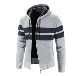 Men's Hoodies Winter Sweater Jacket Long Sleeve Velvet Thick Hooded Striped Matching For Couples Mens Hoodie Pullover