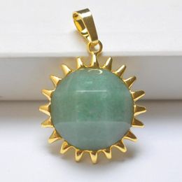 Pendant Necklaces Green Aventurine Stone Faceted Bead Sunlight Jewelry For Woman Gift Fashion S3099