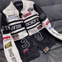 メンズジャケット屋外スタンドで新しい業界の刺繍コート襟レーサーバイクラグジュアリー衣類男性女性レーシングバイカージャケットJ230713