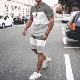 Men's Tracksuits Summer T-shirt Set Sportswear For Male Oversized Clothing Fashion Shorts Men Suit Tracksuit 2 Pieces