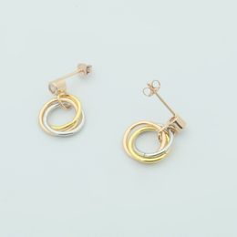 Stainless Steel Fashion Single Long Earrings for Couples Three Color Three Ring Earrings