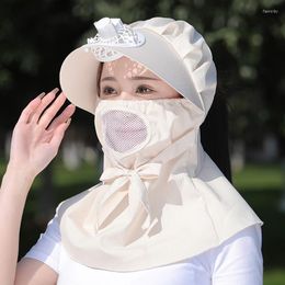Wide Brim Hats Summer Windproof Sun Hat With Rechargeable Fan Visors Face-covering Anti Ultraviolet Beach Neck Scarf Caps