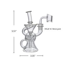 Waxmaid 5.51inches Leo Mini transparent Glass Dab Rig glass bong Recycler Bong with Oil rigs 14mm Joint With Quartz Banger US warehouse retail order free shipping