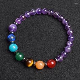 Strand Crystal Chakra Bracelet Natural Amethyst Bead Bangles 7 Quartzs Stone Bracelets Women Healing Yoga Jewellery Gifts