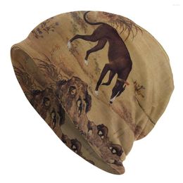 Berets Unisex Bonnet Homme Knitting Hats Whippet Greyhound Chinese Style Painting Beanie Cap Sighthound Dog Vintage Art Beanies