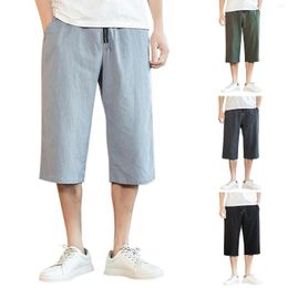 Men's Pants Slim Straight Cotton Seven Point Summer Casual Breathable Cut Jean H Band Gift Boy 12