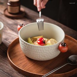 Plates Ceramic Fruit Salad Plate Large Capacity Noodle Bowl Handle Soup Creative Household Instant
