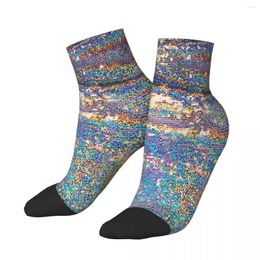 Men's Socks Blue And Golden Glittery Sequins Ankle Male Mens Women Autumn Stockings Hip Hop