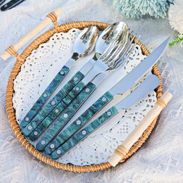 Flatware Sets Jenny&Dave304 Stainless Steel Tableware Nordic Style Spoon High Appearance Acrylic Western Knife Fork Cake Shove