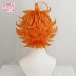 Whole-Anihut Emma Cosplay Wig Anime Yakusoku no Neverland Women Orange Cosplay Wig 63194 The Promised Neverland Emma277V