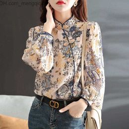 Women's Polos Spring and Autumn Long Sleeve Printing Unique Chinese Trend Button Top 2023 New Women's Top Full Matching T-shirt Z230713