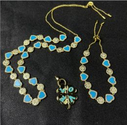 Earrings and Necklace June Blue Love Sun Female 2021 Tide Beach Heart-shaped Summer Cool Clavicle Chain Set