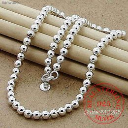 925 Sterling Silver 10mm|8mm|4mm Smooth Beads Ball Chain Necklace For Women Trendy Wedding Engagement Jewellery Free Shipping L230704