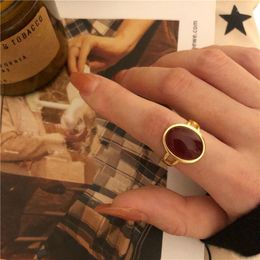 Wedding Rings Arrival Trendy Red Agate Stone Gold Colour Ladies Engagement Jewellery For Women Propose Gifts No Fade