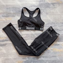 Black Yoga Outfits Women Gym Tracksuits Female Print Sport Vest Jogging Leggings Set Ladies Outdoor Designer Sportwear