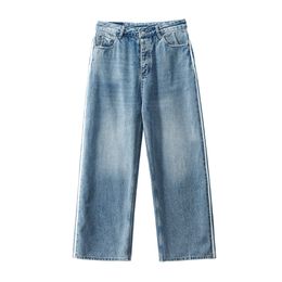 Washed Jeans For Men Blue Pants Washed Straight Denim Jeans Loose Fit Striped Baggy Wide Leg Flared Jeans Men Streetwear Winter01 181