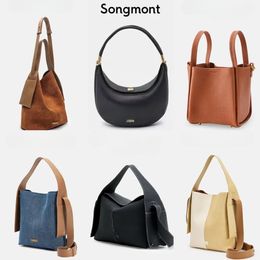 Brand Designer Songmont Bag Luna Handle Clutch Basket CrossBody Song Handbag Bucket Bags Underarm Hobo Shoulder Axillary Bag Luxury Large Half Moon Leather Tote