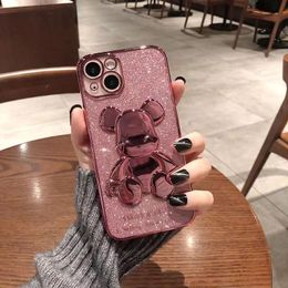 Designers iPhone case for 14 Pro Max plus 13 11 lens full package 12 phone case transparent electroplated cute bear anti-drop protective case Xs XR