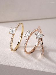 Cluster Rings Romantic Diamond Engagement Ring Real 925 Sterling Silver Party Wedding Band For Women Bridal Promise Jewellery