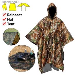 3 in 1 Multifunctional Raincoat Waterproof Rain Poncho Backpack Hiking Rain Cover Motorcycle Outdoor Awning Camping Tent Mat