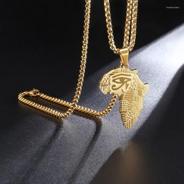 Pendant Necklaces Trendy Africa Map Shape Necklace Men's Metal Sun God Eye Of Horus Pattern Accessories Party Jewelry