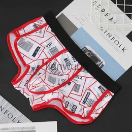 Underpants Mens underwear Pure Cotton fashion mid waist adult breathable printed sexy Mens boxer pants J230713