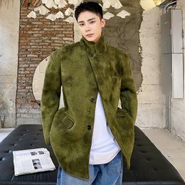 Men's Jackets 2023 Autumn Korean Style Unique Tie-dye Woolen Thicken For Men Casual Loose Warm M-XL