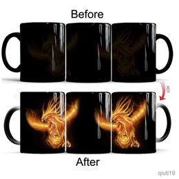 Mugs Fire Phoenix magic coffee mug 11oz creative changing color mug the secular bird tea Cup friendfs Birthday Gift R230713