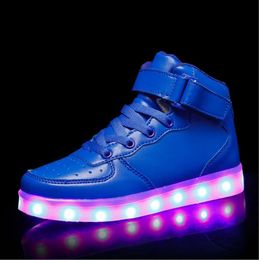 Boots 7ipupas High-quality Low price Luminous Sneakers Kids Boys Girls USB Charger Led Light Shoes Unisex High Top Sports for children 230712