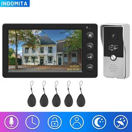 Smart Lock Wired Video Intercom for Home Outdoor Door Phone with Screen 7 Inch Monitor Street Doorbell RFID Call Panel Open Electric 230712