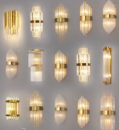 Wall Lamp Clear Crystal LED E14 Bulb Stainless Steel Lights For Foyer Bedroom Aisle Dining Room Gold Blackwall Fitting