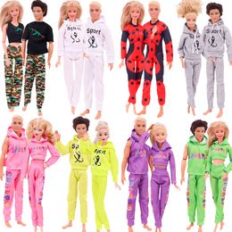 Dolls s Kens Clothes 2pcs Couple Outfit Sportswear Hero Camouflage Suit Daily Casual Wear Accessories Doll 230713