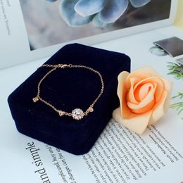 Charm Bracelets Beautiful Fashion Floral Heart Bracelet Bangle For Women Girls Mini Zircon Link Chain Christmas Party Jewelry Gifts