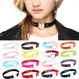 Dog Collars Fashion Choker Women Necklaces Punk Gothic PU Leather Chain Heart Buckle Collar Necklace Party Jewelry Decoration