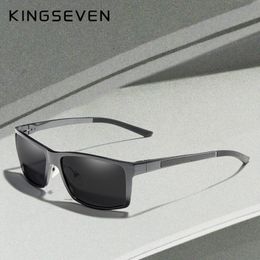 Sunglasses Frames KINGSEVEN Design Aluminum Magnesium Sunglasses Men Polarized Square Driving Sun Glasses Male Eyewear Accessories For Men 230712