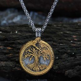 Nordic viking tree of life Scandinavian Yggdrasil necklace for men gift with valknut bag norse jewelry for men women L230704
