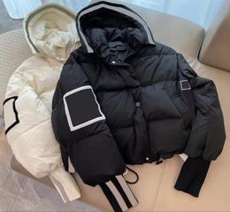 Women's Winter jackets Fashion Down Jacket Woman Puffer Coat with Letters Embroidery thick warm Women coats Hooded Waterproof parkas Black White